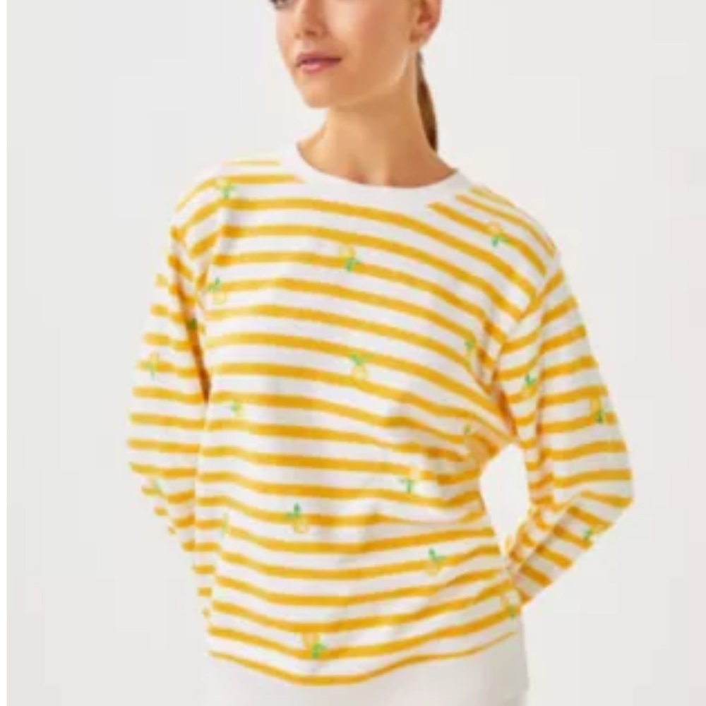 Lily Pulitzer sweatshirt honeycomb resort Make Lemonade half drop embroidery